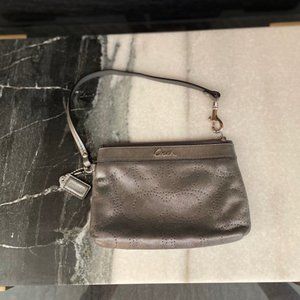 Coach CC monogram silver wristlet